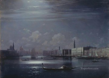 night landscape venice Romantic Ivan Aivazovsky Russian Oil Paintings